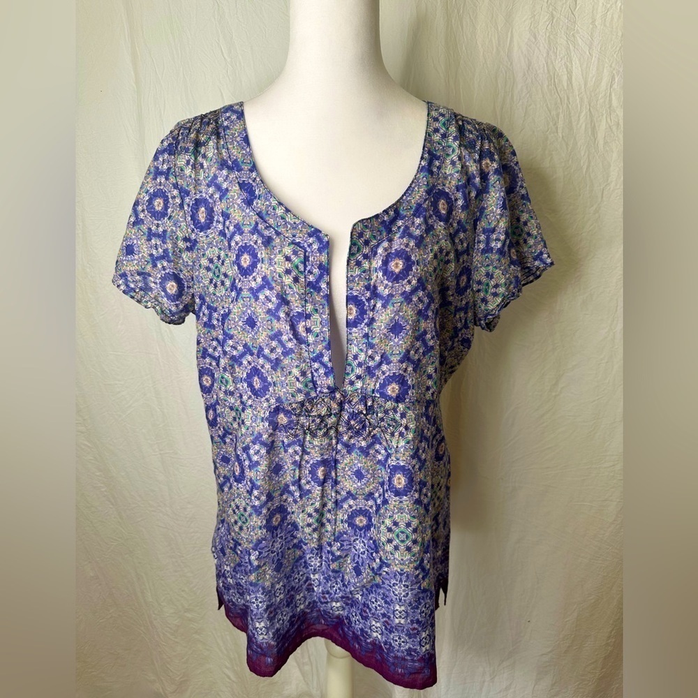 EDDIE BAUER cotton purple boho top size Large